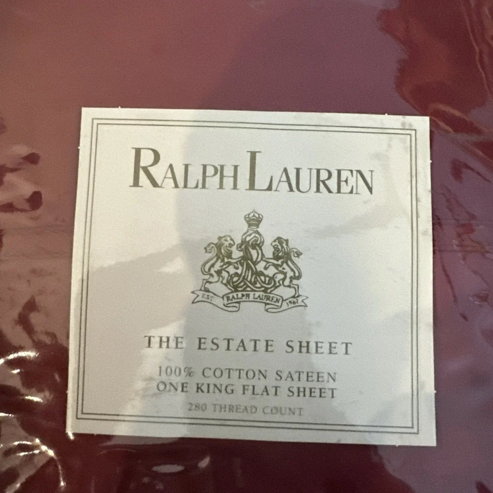 RARE Ralph Lauren Estate Sateen Damask Red King Sheet Set 4PC NOS Sealed